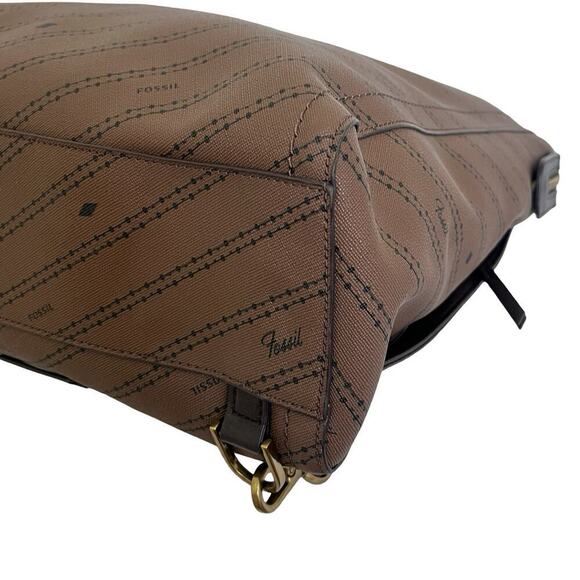 Fossil Parker Faux Leather Convertible Backpack Purse Handbag in Brown - Picture 10 of 16